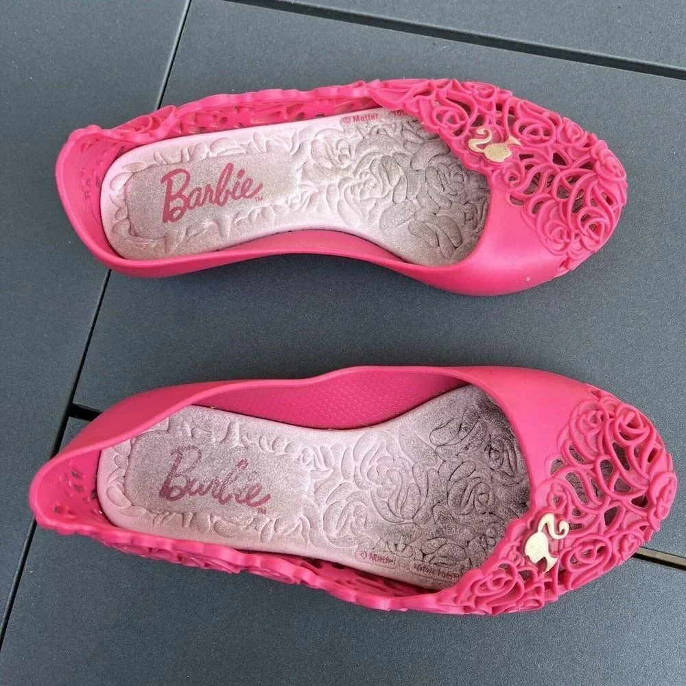 Grendene Kids Barbie Floral Pink Slip On Jelly Flats Shoes Toddler Girls Size 9